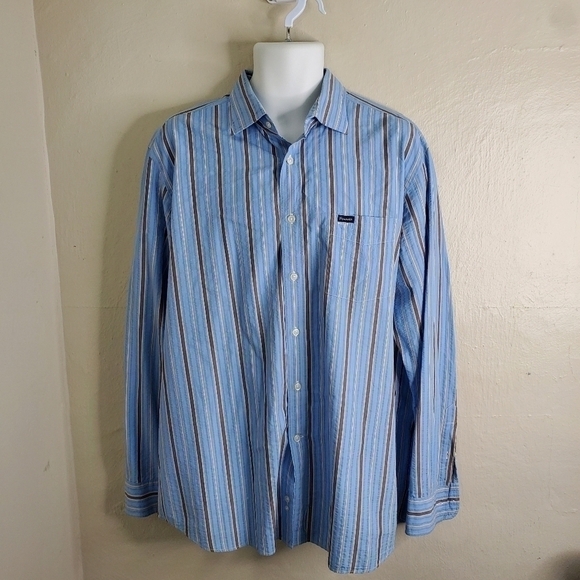 Faconnable Shirt Men XL Oxdord Striped Club Deauville Button Up Front - Picture 1 of 13